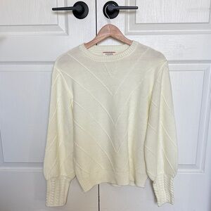 Andree Ivory Chevron Knit Crewneck Sweater